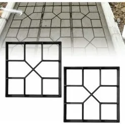 ECHOO Pcs Gypsum Molds Walkway Molds Concrete Molds DIY Formwork Mold Plastic Concrete Mold For Garden Natural Stone Plaster (40x40x4cm)