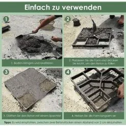 ECHOO Pcs Gypsum Molds Walkway Molds Concrete Molds DIY Formwork Mold Plastic Concrete Mold For Garden Natural Stone Plaster (40x40x4cm) -Indoor Flower Pot 100284540 3