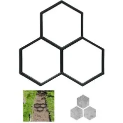 Relaxdays Concrete Mould, Hexagon Cement Cast, Form, Frame, Pavement Stone, Patio, Plaster, HxWxD: 4x35.5x37cm, Black