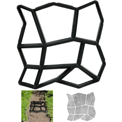 Relaxdays Concrete Mould, Irregular Shape, Cement Cast, Frame, Pavement Stone, Patio, Plaster, HxWxD: 3.5x35x35cm, Black 3 Relaxdays Concrete Mould, Irregular Shape, Cement Cast, Frame, Pavement Stone, Patio, Plaster, HxWxD: 3.5x35x35cm, Black