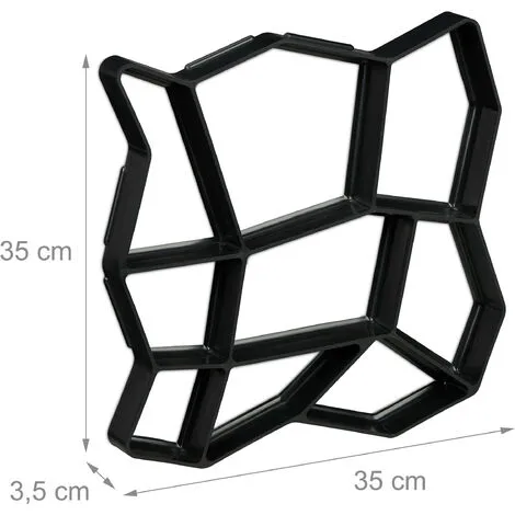 Relaxdays Concrete Mould, Irregular Shape, Cement Cast, Frame, Pavement Stone, Patio, Plaster, HxWxD: 3.5x35x35cm, Black 6 Relaxdays Concrete Mould, Irregular Shape, Cement Cast, Frame, Pavement Stone, Patio, Plaster, HxWxD: 3.5x35x35cm, Black - Image 4