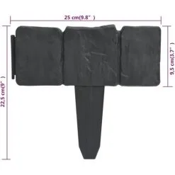 Plastic Garden / Lawn Fence Stone Look 41 Pcs 10 M VidaXL -Indoor Flower Pot 1020187 3