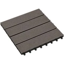 11 Pcs Decking Tiles WPC 30x30 Cm 1 Sqm Dark Brown VidaXL -Indoor Flower Pot 11133358 3