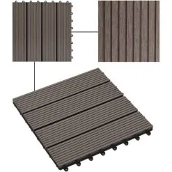 11 Pcs Decking Tiles WPC 30x30 Cm 1 Sqm Dark Brown VidaXL -Indoor Flower Pot 11133358 4