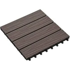 11 Pcs Decking Tiles Deep Embossed WPC 30x30 Cm 1 Sqm Dark Brown VidaXL -Indoor Flower Pot 11133370 3