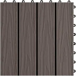 11 Pcs Decking Tiles Deep Embossed WPC 30x30 Cm 1 Sqm Dark Brown VidaXL -Indoor Flower Pot 11133370 5
