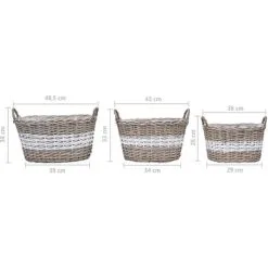 Raised Bed 3 Pcs Wicker With PE Lining VidaXL -Indoor Flower Pot 11274893 3