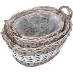 Raised Bed 3 Pcs Wicker With PE Lining VidaXL -Indoor Flower Pot 11274893 4