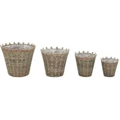 Raised Bed 4 Pcs Wicker With PE Lining VidaXL -Indoor Flower Pot 11274894 2