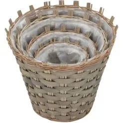 Raised Bed 4 Pcs Wicker With PE Lining VidaXL -Indoor Flower Pot 11274894 4