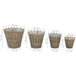 Raised Bed 4 Pcs Wicker With PE Lining VidaXL -Indoor Flower Pot 11274894 5