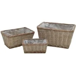 Raised Bed 3 Pcs Wicker With PE Lining VidaXL