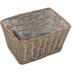 Raised Bed 3 Pcs Wicker With PE Lining VidaXL -Indoor Flower Pot 11274896 4