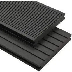 WPC Solid Decking Boards With Accessories 10 M² 2.2 M Black VidaXL