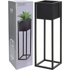 Flower Pot On Stand Metal Black 70 Cm H&S Collection