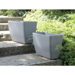 Beliani Plant Pot Rectangular Stone Fiberglass Natural Garden Grey 60 X 27 X 41 Cm Baris 8 Beliani Plant Pot Rectangular Stone Fiberglass Natural Garden Grey 60 X 27 X 41 Cm Baris -Indoor Flower Pot 12688680 2