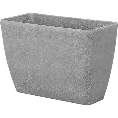 Beliani Plant Pot Rectangular Stone Fiberglass Natural Garden Grey 60 X 27 X 41 Cm Baris 6 Beliani Plant Pot Rectangular Stone Fiberglass Natural Garden Grey 60 X 27 X 41 Cm Baris - Image 4