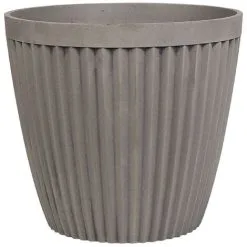 Beliani Modern Plant Pot Stone Mixture Round Indoor Outdoor 44x44 Cm Taupe Poka