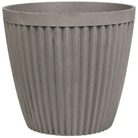 Beliani Modern Plant Pot Stone Mixture Round Indoor Outdoor 44x44 Cm Taupe Poka 3 Beliani Modern Plant Pot Stone Mixture Round Indoor Outdoor 44x44 Cm Taupe Poka