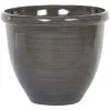 Beliani Modern Round Garden Flower Pot Planter High Gloss Stone 44 X 44 Cm Brown Tesalia -Indoor Flower Pot 13586687 1