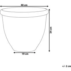 Beliani Modern Round Garden Flower Pot Planter High Gloss Stone 40 X 34 Cm Brown Tesalia -Indoor Flower Pot 13586691 3