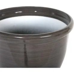 Beliani Modern Round Garden Flower Pot Planter High Gloss Stone 40 X 34 Cm Brown Tesalia -Indoor Flower Pot 13586691 4
