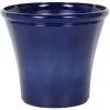 Beliani Outdoor Patio Garden Flower Pot Planter Fibre 46 X 46 X 40 Cm Navy Blue Kokkino