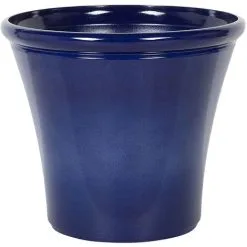 Beliani Outdoor Patio Garden Flower Pot Planter Fibre 46 X 46 X 40 Cm Navy Blue Kokkino