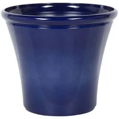 Beliani Outdoor Patio Garden Flower Pot Planter Fibre 50 X 50 X 44 Cm Navy Blue Kokkino