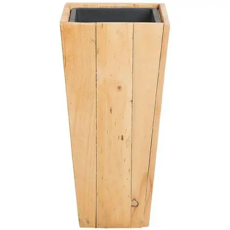 Beliani Planter Light Wood Natural Pine Plastic Insert 24 X 24 Cm Larisa 3 Beliani Planter Light Wood Natural Pine Plastic Insert 24 X 24 Cm Larisa