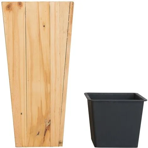 Beliani Planter Light Wood Natural Pine Plastic Insert 24 X 24 Cm Larisa 6 Beliani Planter Light Wood Natural Pine Plastic Insert 24 X 24 Cm Larisa - Image 4