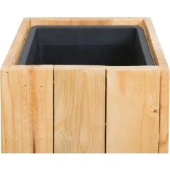 Beliani Large Tall Wooden Plant Pot Pine Indoor Outdoor With Insert 28 X 28 Cm Sykia -Indoor Flower Pot 13664910 5