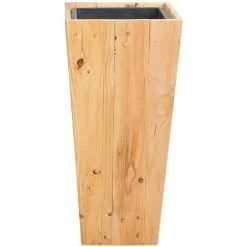 Beliani Planter Light Wood Natural Pine Plastic Insert 28 X 28 Cm Larisa