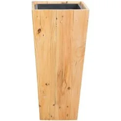 Beliani Planter Light Wood Natural Pine Plastic Insert 28 X 28 Cm Larisa