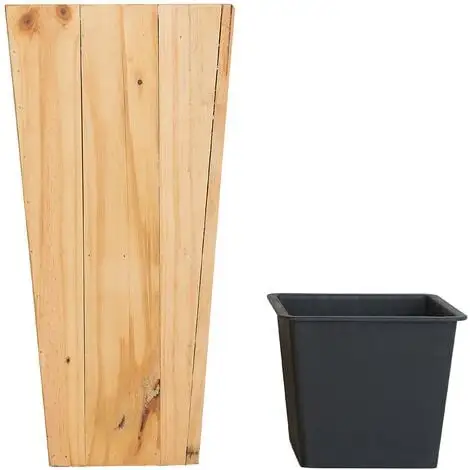 Beliani Planter Light Wood Natural Pine Plastic Insert 28 X 28 Cm Larisa 6 Beliani Planter Light Wood Natural Pine Plastic Insert 28 X 28 Cm Larisa - Image 4