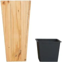 Beliani Planter Light Wood Natural Pine Plastic Insert 28 X 28 Cm Larisa -Indoor Flower Pot 13664916 4 2