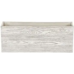 Beliani Modern Outdoor Indoor Flower Pot Light Wood Fibre Clay Rectangular 54x17cm Paos