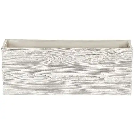 Beliani Modern Outdoor Indoor Flower Pot Light Wood Fibre Clay Rectangular 42x13cm Paos 3 Beliani Modern Outdoor Indoor Flower Pot Light Wood Fibre Clay Rectangular 42x13cm Paos