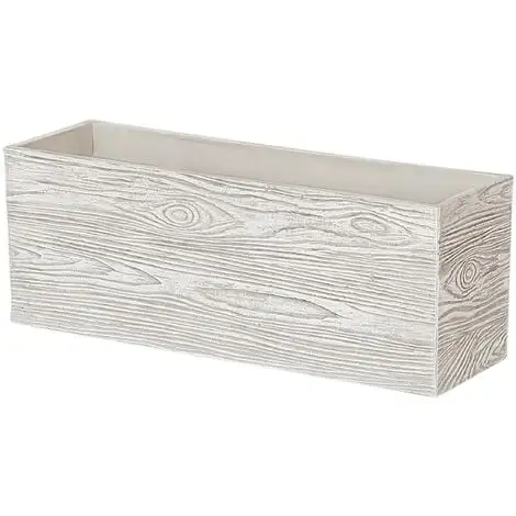 Beliani Modern Outdoor Indoor Flower Pot Light Wood Fibre Clay Rectangular 42x13cm Paos 6 Beliani Modern Outdoor Indoor Flower Pot Light Wood Fibre Clay Rectangular 42x13cm Paos - Image 4