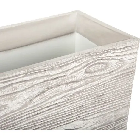 Beliani Modern Outdoor Indoor Flower Pot Light Wood Fibre Clay Rectangular 42x13cm Paos 7 Beliani Modern Outdoor Indoor Flower Pot Light Wood Fibre Clay Rectangular 42x13cm Paos - Image 5