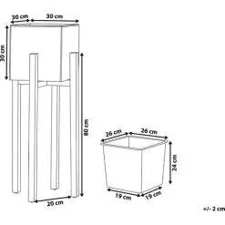 Beliani Industrial Large Tall Planter Concrete Wooden Stand Plastic Insert Grey Drimos -Indoor Flower Pot 14751039 3