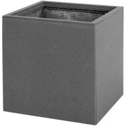 Beliani Industrial Large Tall Planter Concrete Wooden Stand Plastic Insert Grey Drimos -Indoor Flower Pot 14751039 4