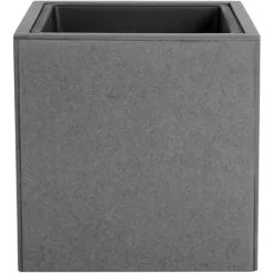 Beliani Industrial Large Tall Planter Concrete Wooden Stand Plastic Insert Grey Drimos -Indoor Flower Pot 14751039 5