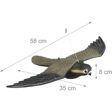 Relaxdays 2 X Falcon Bird Repellent, Flying Bird Of Prey Decoy Scarecrow, Life Sized, Multicolor 4 Relaxdays 2 X Falcon Bird Repellent, Flying Bird Of Prey Decoy Scarecrow, Life Sized, Multicolor - Image 2