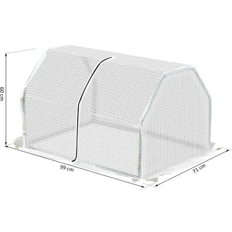 Outsunny Mini Greenhouse Grow House PVC Cover Steel Frame White 99 X 71 X 60cm 4 Outsunny Mini Greenhouse Grow House PVC Cover Steel Frame White 99 X 71 X 60cm - Image 2