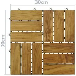 PrimeMatik - Tiles 30 X 30 Cm 12 Slats Certified Teak Interlocking Wood 10 Units -Indoor Flower Pot 18080927 3