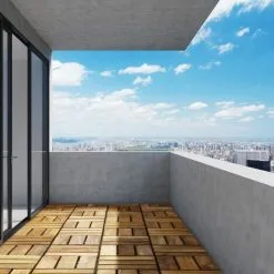 PrimeMatik - Tiles 30 X 30 Cm 12 Slats Certified Teak Interlocking Wood 10 Units -Indoor Flower Pot 18080927 4