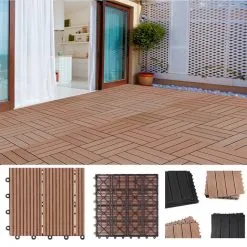 Deuba WPC Decking Tiles For Patio Garden Terrace Outdoor 30x30cm (12x12IN) Classic Terracotta -Indoor Flower Pot 18514453 2