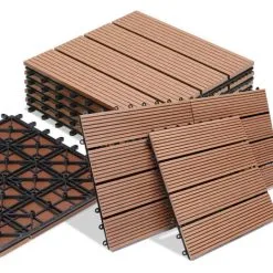 Deuba WPC Decking Tiles For Patio Garden Terrace Outdoor 30x30cm (12x12IN) Classic Terracotta -Indoor Flower Pot 18514453 5
