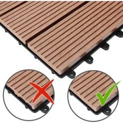 Casaria WPC Decking Tiles Waterproof Flooring Terrace Balcony Garden Patio Outdoor Sidewalks Composite Deck Floor 11x Classic Terracotta -Indoor Flower Pot 18514457 3